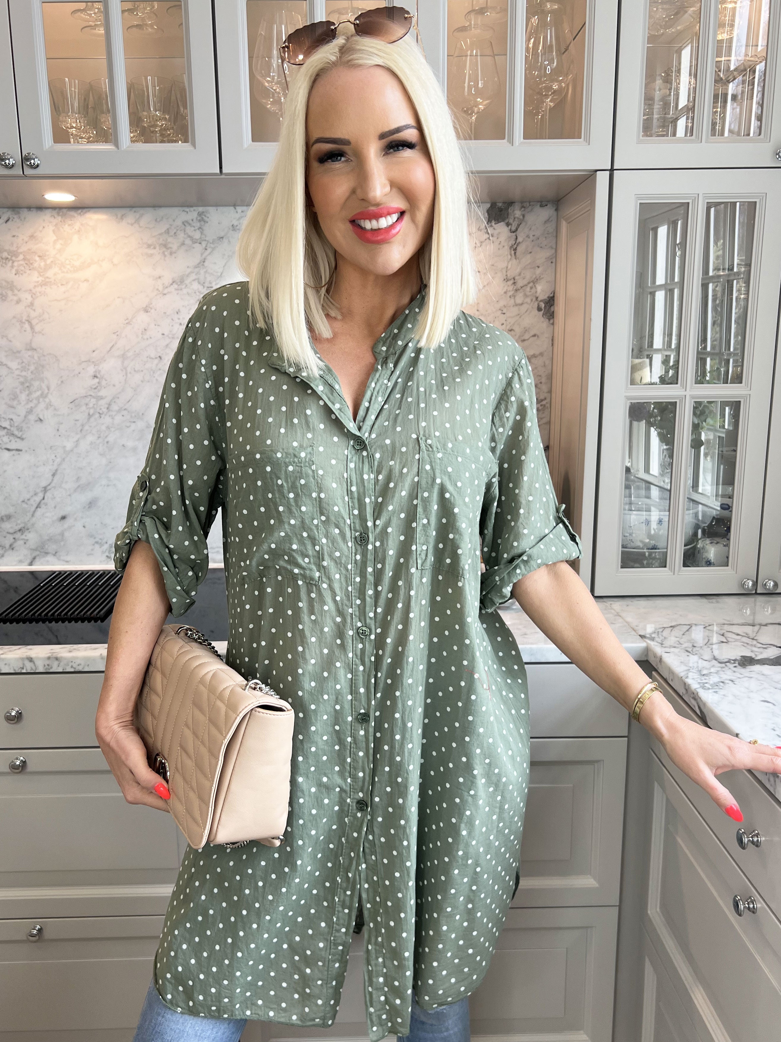 Linda - Skjorte i bomuld med små prikker